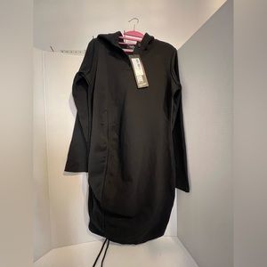 Rebdolls Women’s Creating Memories Ruched Mini Dress, Size XL, Black. Hooded.